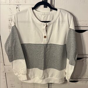 Colorblock Sweatshirt with Button Detail